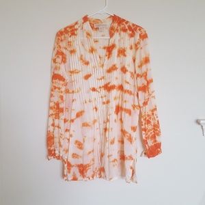 Michael Kors Orange Tie-Dyed Blouse